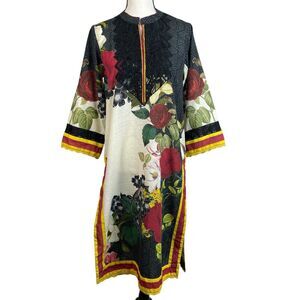 Sapphire Women’s Tunic Kurta Medium Floral Multicolor Embroidered 3/4 Sleeve